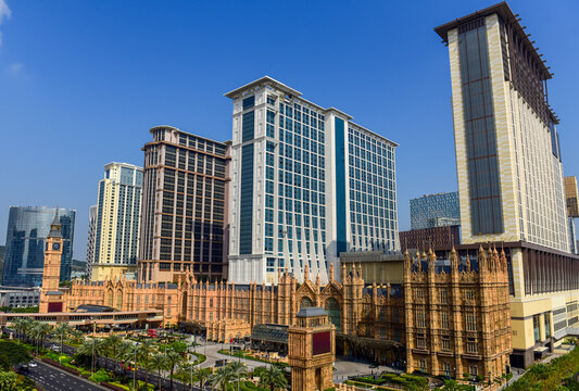 The Cotai Strip in Macau, The Parisian, The London, The Venetian