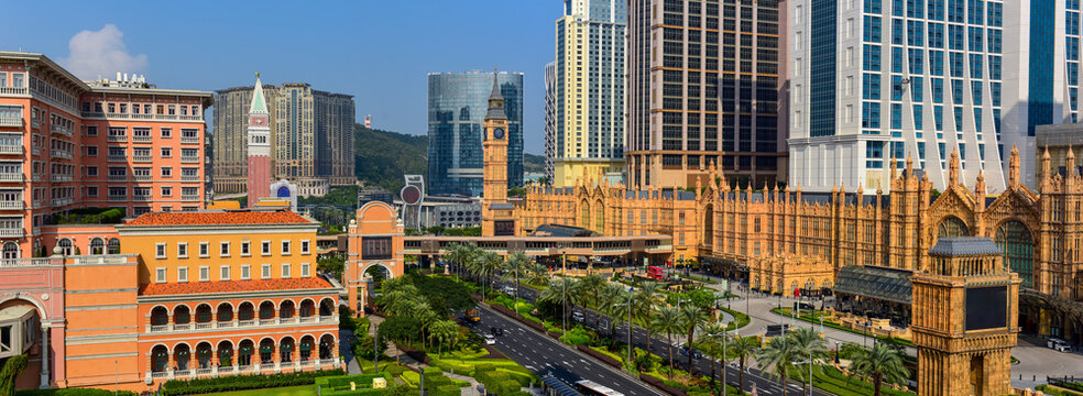 The Cotai Strip in Macau, The Parisian, The London, The Venetian