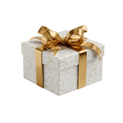 Obraz premium Elegant gift box with golden ribbon, perfect for birthdays, holidays, and special occasions, adding a touch of luxury and sophistication to your celebrations