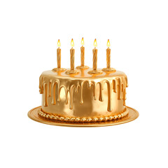 Celebrate in style with this stunning golden cake, complete with glowing candles, perfect for birthdays, anniversaries, or any special occasion calling for luxurious indulgence
