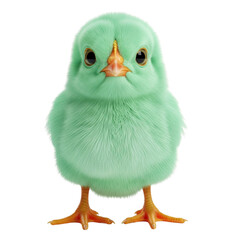 Adorable fluffy mint green baby chick standing front view
