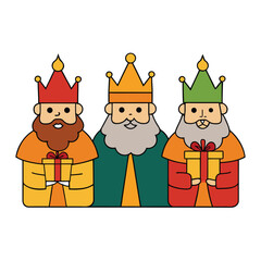 Three Wise Men with Gifts and Crowns nativity christmas
