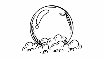 Naklejka premium Floating Orb Amidst Airy Clouds An Ethereal Concept Illustration