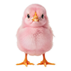 Adorable pink baby chick standing front facing studio portrait