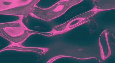 Abstract pink and dark teal fluid surface with wavy patterns
