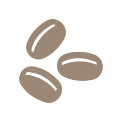 Three Brown Coffee Beans Isolated on White Background – Vector Illustration for Café, Beverage Design, and Packaging Decoration