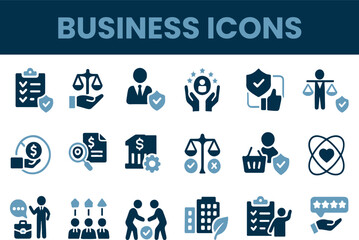 Corporate Ethics Icons Collection – Integrity, Trust, Fairness, Transparency, Loyalty, Honesty, Compliance, Equality, Anti-Corruption. Vector Symbol Set.