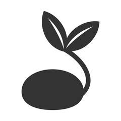 Sprouting Seed Illustration – Flat Vector Design in Black for Eco-Friendly and Organic Concepts