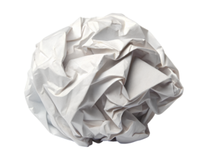 Crumpled White Paper Ball on Black Background
