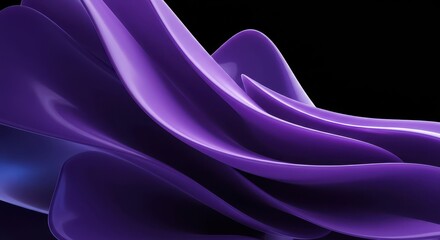 Abstract flowing purple silk fabric with smooth curves and highlights