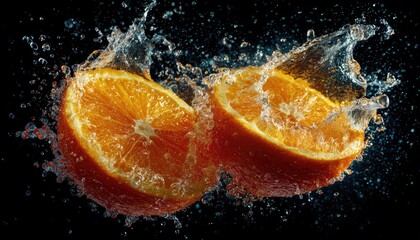 Orange slices exploding in water