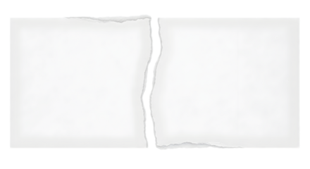 ripped torn white paper halves on black background