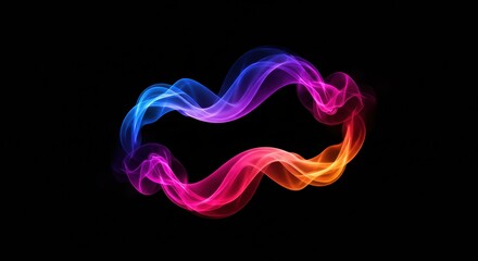 Abstract colorful smoke ring on black background