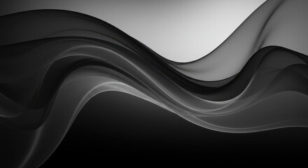 Abstract flowing dark gray fabric waves with light highlights