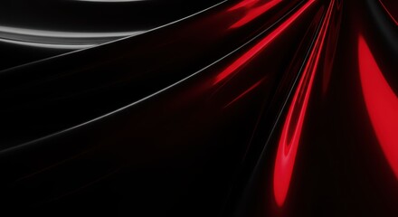 Abstract flowing red and black metallic texture with light reflections