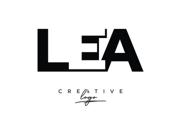 LEA Creative Minimalistic Negative Space Latter Logo with Modern Monogram for Branding and Business Letter mark Logo with Initial Letters Logo Design for Branding.	