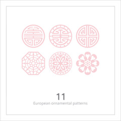 Floral pattern, decorative line art, ornamental stripe design