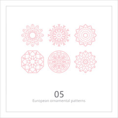 Floral pattern, decorative line art, ornamental stripe design