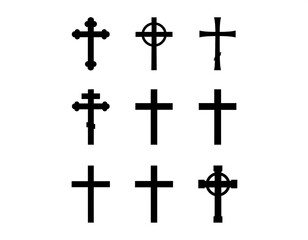 Various Christian Crosses, Religious Symbols, Christian Imagery.