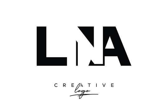 LNA Creative Minimalistic Negative Space Latter Logo with Modern Monogram for Branding and Business Letter mark Logo with Initial Letters Logo Design for Branding.	