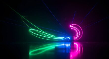 Neon light trails abstract