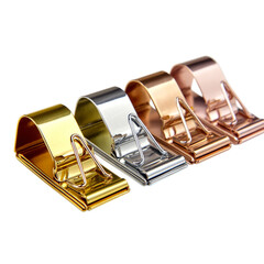 Elegant desk clips in gold, silver, rose gold, and copper offer stylish organization for modern workspaces and sophisticated home offices, adding a touch of class to any project.