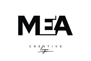 MEA Creative Minimalistic Negative Space Latter Logo with Modern Monogram for Branding and Business Letter mark Logo with Initial Letters Logo Design for Branding.	