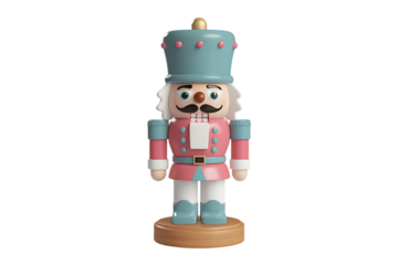 Delightful Pastel Pink and Teal Nutcracker Figurine, a Charming Christmas Collectible for Festive Decor