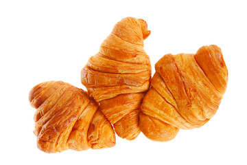 Crisp fresh croissants in the background