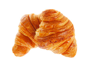 Crisp fresh croissants in the background