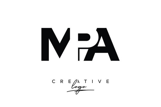 MPA Creative Minimalistic Negative Space Latter Logo with Modern Monogram for Branding and Business . 