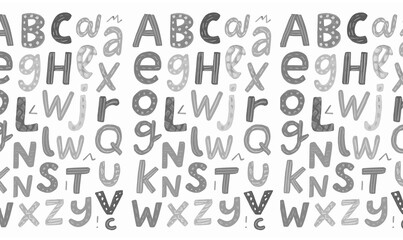 Playful Kids Letter Art, Creative Kids Typography, childlike alphabet, playful letters, educational illustration, cheerful patterns, squiggly lines, polka dots, striped letters,