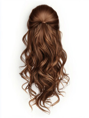 Fototapeta premium Beautiful chestnut ponytail hair extension bundle