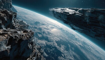 Alien spaceship over Earth