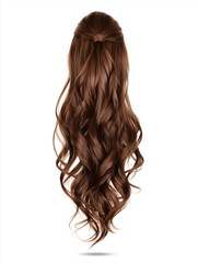 Obraz premium Elegant brown curly ponytail clip extension