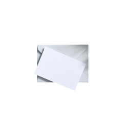 Elegant white envelope with blank card peeking out, perfect for invitations, announcements, or personal messages conveying sophistication and thoughtful communication.