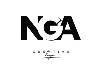 NGA Creative Minimalistic Negative Space Latter Logo with Modern Monogram for Branding and Business Letter mark Logo with Initial Letters Logo Design for Branding.	