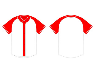 Baseball jersey template red white raglan style