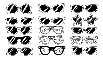 Vector art of collection of various sunglasses styles