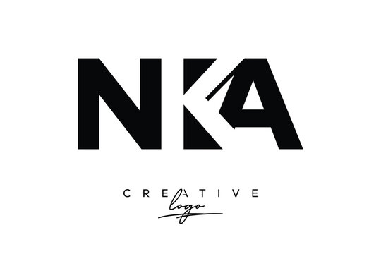NKA Creative Minimalistic Negative Space Latter Logo with Modern Monogram for Branding and Business Letter mark Logo with Initial Letters Logo Design for Branding.	