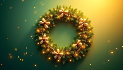 Festive Christmas Wreath with Lights and Bows for Holiday Decor