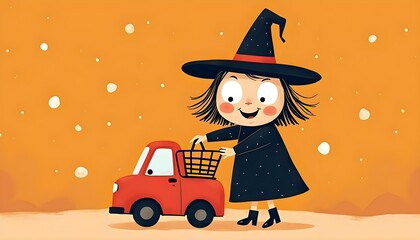 Happy Little Witch Shopping for Halloween