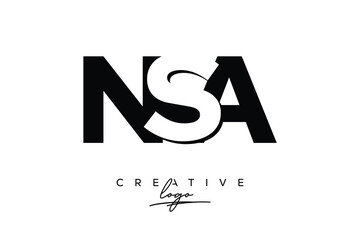 Obraz premium NSA Creative Minimalistic Negative Space Latter Logo with Modern Monogram for Branding and Business Letter mark Logo with Initial Letters Logo Design for Branding. 