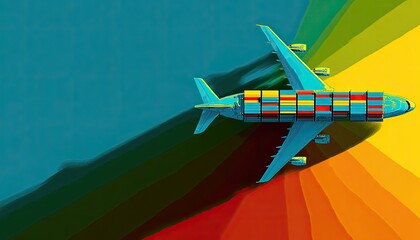 Cargo plane on colorful backdrop