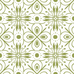 Seamless Geometric Floral Pattern in Light Green