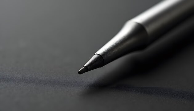 Closeup of a graphite pencil tip drawing a line on a dark textured surface, emphasizing detail and precision