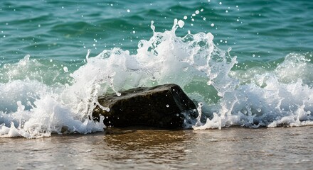 Obraz premium Ocean waves crashing on stone