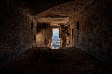 Obraz premium Uçhisar Castle caves in Cappadocia 