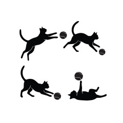 : sihlouette of a playful cat with a ball  © Nurkhayati