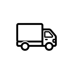 Vector cartoon icon of a delivery truck with a trailer, symbolizing business, cargo, and freight transportation service